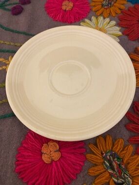 Fiesta Cream Glazed Saucer with Concentric Ribbing